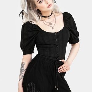 Disturbia Black Puff Sleeve Blouse